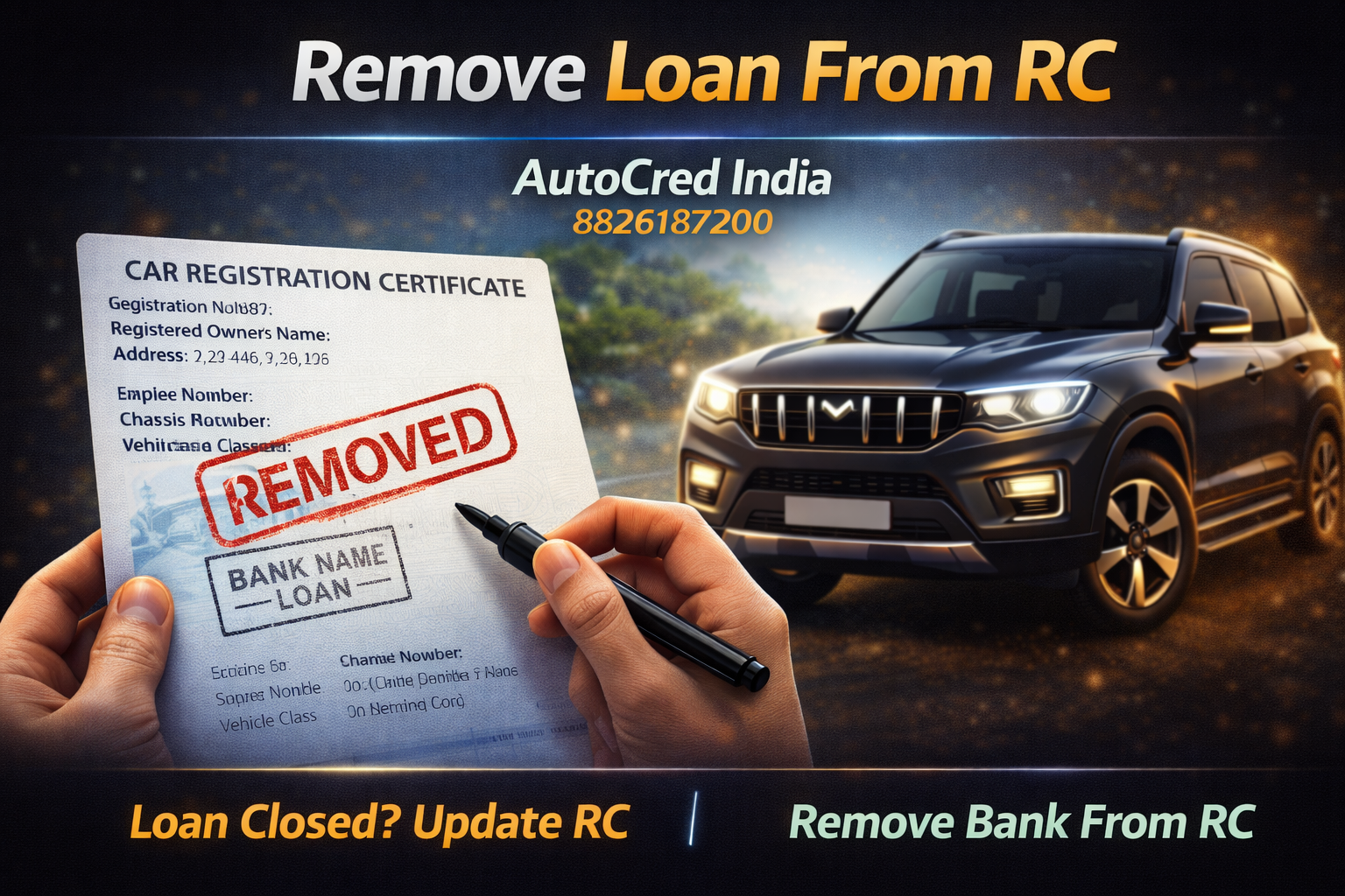 How to remove car loan hypothecation after loan closure in India