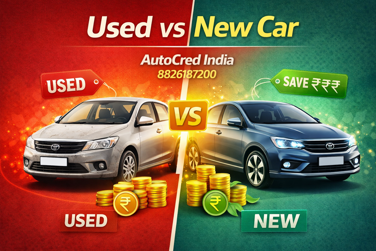 comparison of second hand car and new car with cost and features