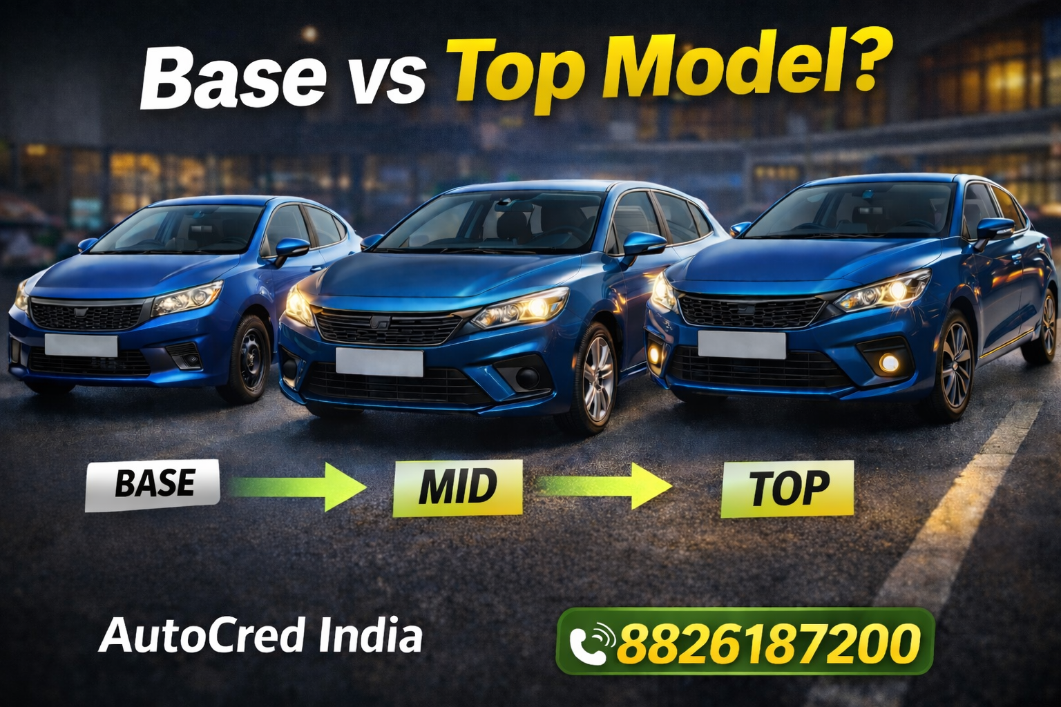 base vs mid vs top car variant comparison India