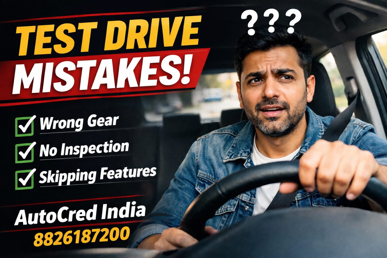 Person doing car test drive and checking performance